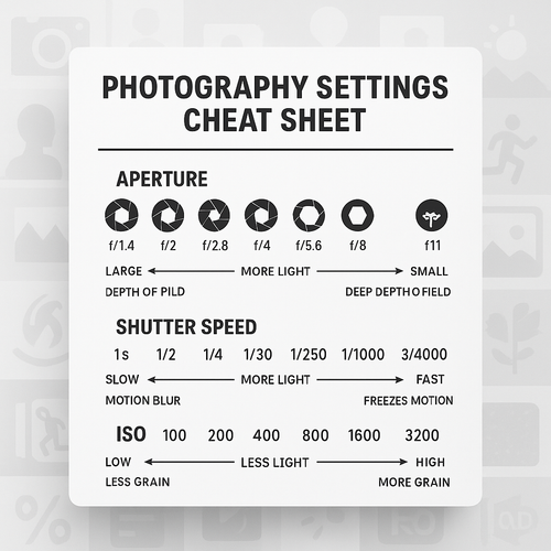 Photography Settings Cheat Sheet
